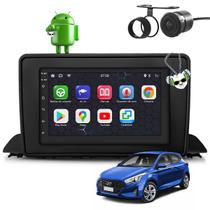 Kit Central Multimídia Sistema Android Espelhamento Usb Bluetooth Hyundai Hy Hb20 2020 em Diante Moldura na Cor Preto Fosco 7 e 9 Polegadas