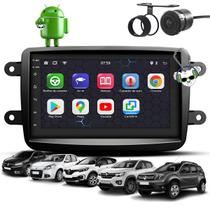 Kit Central Multimídia Sistema Android Espelhamento Usb Bluetooth Rn Renault Sandero Logan Kwid Captur Duster Moldura na cor Preto Fosco