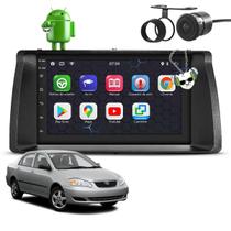 Kit Central Multimídia Sistema Android Espelhamento Usb Bluetooth Toyota Corolla 2003 2004 2005 2006 2007 Moldura na Cor Preto Fosco