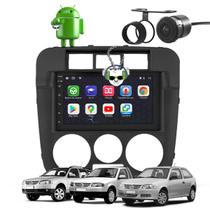 Kit Central Multimídia Sistema Android Espelhamento Usb Bluetooth Volkswagen Gol Saveiro Parati Linha G4 2005 2006 2007 2008 Moldura Na Cor Preta