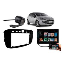 Kit Central Multimídia Tela 7 Polegadas + Câmera de Ré + Moldura Painel 2 Din Fiat Punto 2013 A 2017 Linea 2015 A 2016