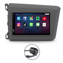 Kit Central Multimídia Tela 7 Polegadas + Câmera de Ré + Moldura Painel 2 Din Honda Civic 2012 a 2014 Grafite