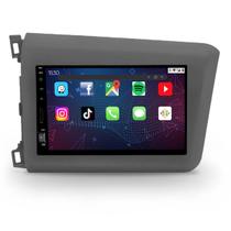 Kit Central Multimídia Tela 7 Polegadas + Moldura do Painel 2 Din Honda Civic 2012 a 2014 Cinza