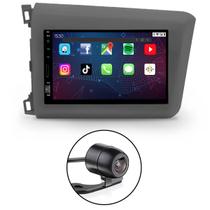Kit Central Multimídia Tela De 7 Polegadas + Câmera de Ré + Moldura do Painel 2 Din Chinês Civic 2012 A 2016 Cinza