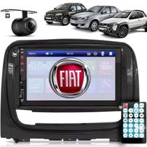 Kit Central Multimídia Universal Espelhamento Usb Mp5 2 Din Bluetooth Câmera de Ré Fiat Palio Siena Strada Weekend Moldura Preta