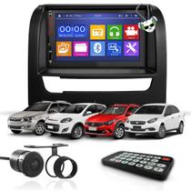 Kit Central Multimídia Universal Espelhamento Usb Mp5 2 Din Bluetooth Câmera de Ré Fiat Palio Siena Strada Weekend Moldura Preta