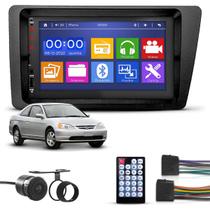 Kit Central Multimídia Universal Espelhamento Usb Mp5 2 Din Bluetooth Câmera de Ré Honda Civic 2001 a 2006 Moldura Preta