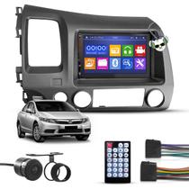 Kit Central Multimídia Universal Espelhamento Usb Mp5 2 Din Bluetooth Câmera de Ré Honda Civic 2007 a 2011 Moldura Grafite