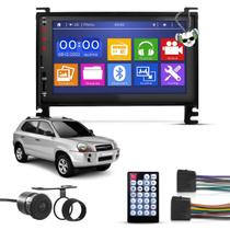 Kit Central Multimídia Universal Espelhamento Usb Mp5 2 Din Bluetooth Câmera de Ré Hy Hyundai Tucson até 2013 Moldura Preta