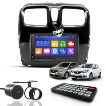 Kit Central Multimídia Universal Espelhamento Usb Mp5 2 Din Bluetooth Câmera de Ré Rn Renault Sandero e Logan Moldura Black Piano