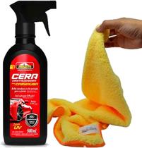 Kit cera automotiva cristalizadora 500ml proauto + flanela