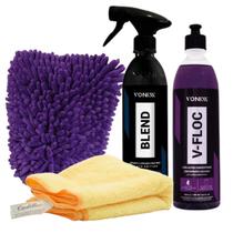 Kit Cera Blend Black Spray Vonixx 500ml + Shampoo V-floc 500ml Vonixx + Pano Cadillac 40 x 40 + Luva Microfibra