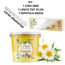 Kit Cera Camomila Dpeel 300 g Hidrossolúvel Depilação Profissional + 1 Lenços TNT 25 unidades 23cm