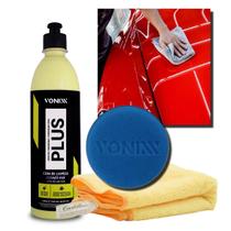 Kit Cera Carnauba Plus Vonixx 500ml + Aplicador Vonixx + Pano Microfibra Cadillac Kit Cera Carnauba Plus Vonixx 500ml + Aplicador Vonixx + Pano Microfibra Cadillac