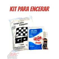 Kit Cera Colorida Automotiva Premuim Liquida Carro 200ml Radnaq + Estopa 200G + Algodão 100G