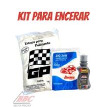 Kit Cera Colorida Automotiva Premuim Liquida Carro 200ml Radnaq + Estopa 200G + Algodão 100G