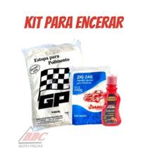 Kit Cera Colorida Automotiva Premuim Liquida Carro 200ml Radnaq + Estopa 200G + Algodão 100G