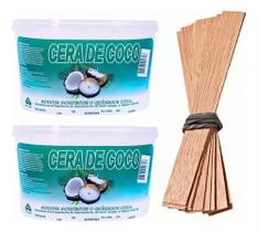 Kit Cera De Coco 1 Kg - 2 Un Vegetal T02 E 10 Pavios Madeira