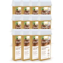 Kit Cera Depilatória Corporal Roll On Refil Coco Pack 12 Unidades Depilflax 100g