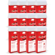 Kit Cera Depilatória Corporal Roll On Refil Morango Pack 12 Unidades 100g