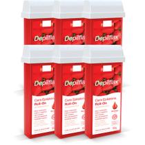 Kit Cera Depilatória Corporal Roll On Refil Morango Pack 6 Unidades 100g
