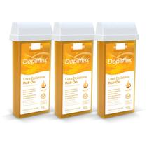 Kit Cera Depilatória Corporal Roll On Refil Natural Pack 3 Unidades Depilflax 100g