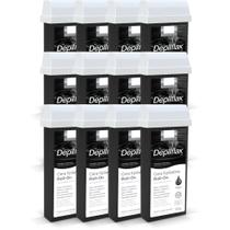 Kit Cera Depilatória Corporal Roll On Refil Negra Pack 12 Unidades Depilflax 100g