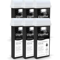 Kit Cera Depilatória Corporal Roll On Refil Negra Pack 6 Unidades Depilflax 100g