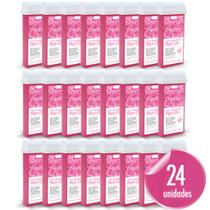 Kit Cera Depilatória Corporal Roll On Refil Rosa Pack 24 Unidades Depilflax 100g