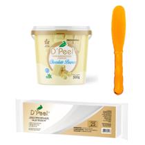 kit Cera Depilatoria Profissional Chocolate Branco 300g Dpeel