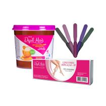 Kit Cera Depilatória Quente Natural Visual Depil Mais 1300g Hidrossolúvel + Papel tnt 100 unidades 80gr 23cm x 7,2cm + e