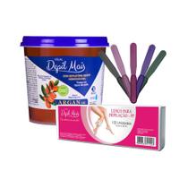 Kit Cera Depilatória Quente Natural Visual Depil Mais 600g Hidrossolúvel + Papel tnt 100 unidades 80gr 23cm x 7,2cm + es Kit Cera Depilatória Quente Natural Visual Depil Mais 600g Hidrossolúvel + Papel tnt 100 unidades 80gr 23cm x 7,2cm + es