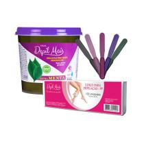 Kit Cera Depilatória Quente Natural Visual Depil Mais 600g Hidrossolúvel + Papel tnt 100 unidades 80gr 23cm x 7,2cm + es Kit Cera Depilatória Quente Natural Visual Depil Mais 600g Hidrossolúvel + Papel tnt 100 unidades 80gr 23cm x 7,2cm + es