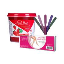 Kit Cera Depilatória Quente Natural Visual Depil Mais 600g Hidrossolúvel + Papel tnt 100 unidades 80gr 23cm x 7,2cm + es Kit Cera Depilatória Quente Natural Visual Depil Mais 600g Hidrossolúvel + Papel tnt 100 unidades 80gr 23cm x 7,2cm + es