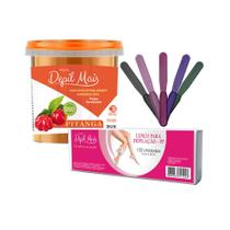 Kit Cera Depilatória Quente Natural Visual Depil Mais 600g Hidrossolúvel + Papel tnt 100 unidades 80gr 23cm x 7,2cm + es Kit Cera Depilatória Quente Natural Visual Depil Mais 600g Hidrossolúvel + Papel tnt 100 unidades 80gr 23cm x 7,2cm + es