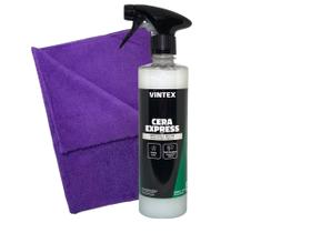 KIT CERA EXPRESS 500ML VINTEX + FLANELA MICROFIBRA 40X60cm