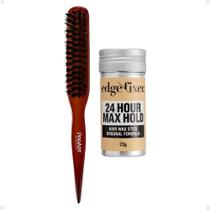 Kit Cera Fixadora de Cabelo Edge Fixer Kiss New York Original e Escova para Acabamento e Penteado Proart