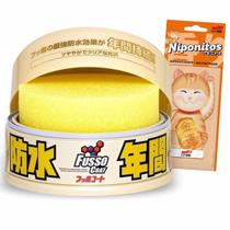 Kit Cera Fusso Coat Light Soft 99 12 Meses Brilho Para Carros Claros 200g e Aromatizante Gatinho Japonês Baunilha