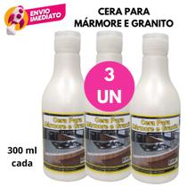 Kit Cera Mármore E Granito Incolor Com Carnaúba 300ml Proteção E Brilho Bancada Pia Lavatório