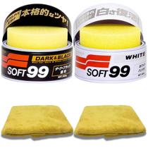 Kit Cera Soft 99 White Cleaner e Cera Soft 99 Dark Black com 2 Toalhas Micro Fibra
