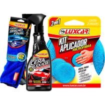 Kit Cera Super Brilho com Aplicador Pano Brilho Final Luxcar