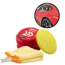Kit Cera Triple Paste Wax 100g Autoamérica + Pano Cadillac + Aplicador