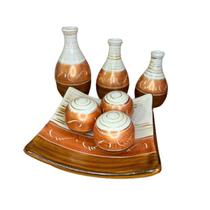 Kit Cerâmica Vasos Enfeite Decoração Rack Sala Aparador Mesa