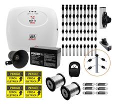 Kit Cerca Eletrica CENTRAL DE CHOQUE Haste Industrial 6 Isoladores Bateria JFL