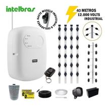 Kit Cerca Elétrica Industrial 40 metros Big 1 Metro c/ Central de Choque 12.000 volts completo