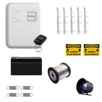 Kit Cerca Elétrica Intelbras Residencial p/ 15m Completo com Central, Hastes e Bateria