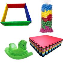 Kit Cercado Plástico Cavalo Brinquedo 50 Bolas 4 Tatames 50x50