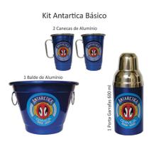 Kit Cerveja - Antártica Balde De Gelo Canecas E Porta Garrafas - Azul Royal - Fagundes