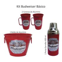 Kit Cerveja - Budweiser Balde De Gelo Canecas E Porta Garrafas - Vermelho - Fagundes