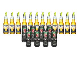 Kit Cerveja Corona Extra Lager 12 Unidades Long - Neck 330ml + Cerveja Becks Lata 350ml 8 Unidades